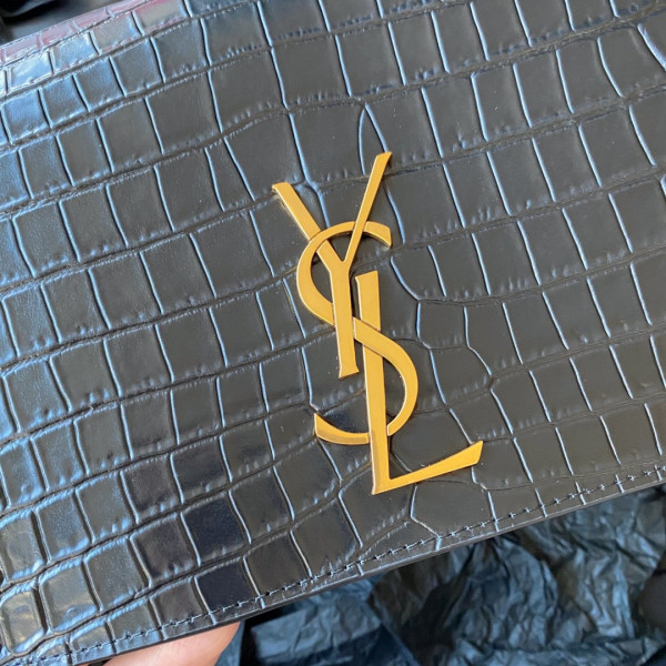 Y*L kate medium reversible in suede and crocodile-embossed leather