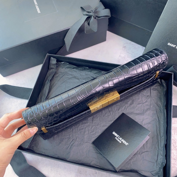 Y*L manhattan clutch in crocodile-embossed leather