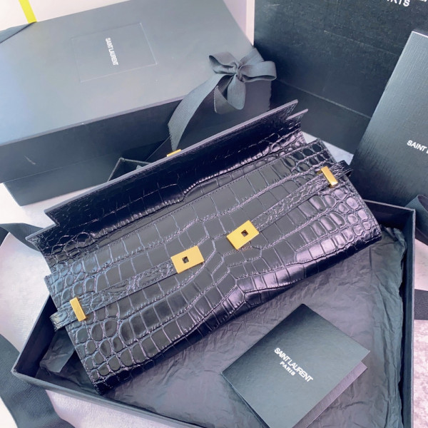 Y*L manhattan clutch in crocodile-embossed leather