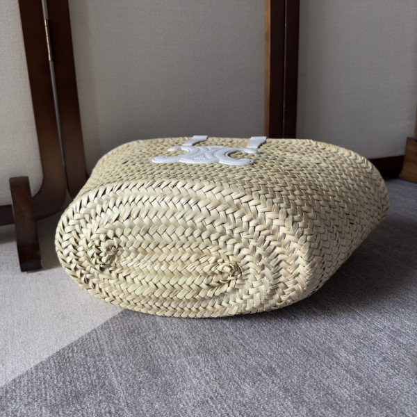 CELIN* TRIOMPHE CELIN* CLASSIC PANIER IN PALM LEAVES AND CALFSKIN
