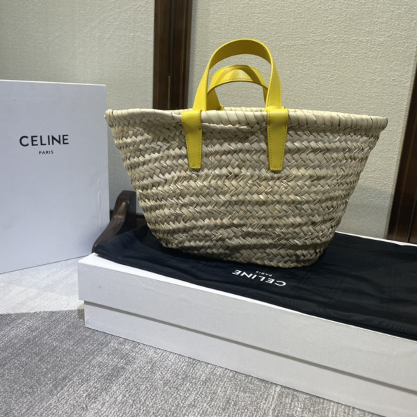 CELIN* TRIOMPHE CELIN* CLASSIC PANIER IN PALM LEAVES AND CALFSKIN