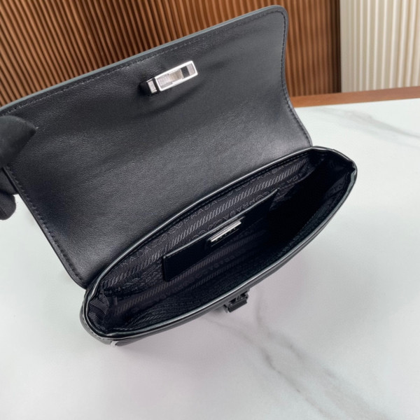 Pra*a re-nylon and leather shoulder bag