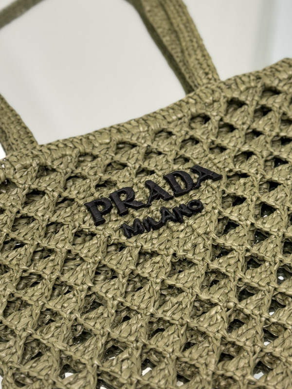 Pra*a woven fabric crochet tote bag
