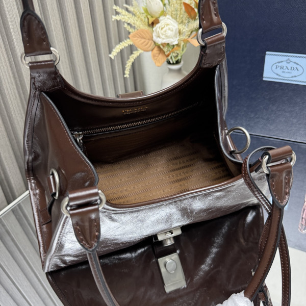 Pra*a medium leather tote bag-32*21*15cm