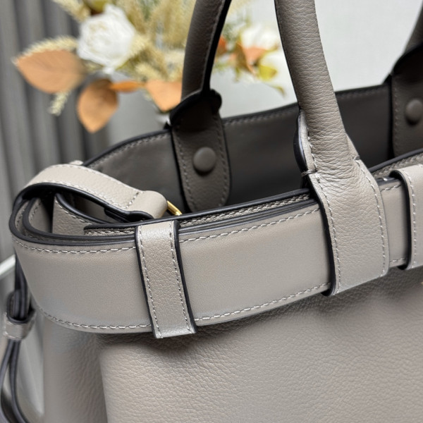 Pra*a buckle large leather handbag with belt-32*23*11cm