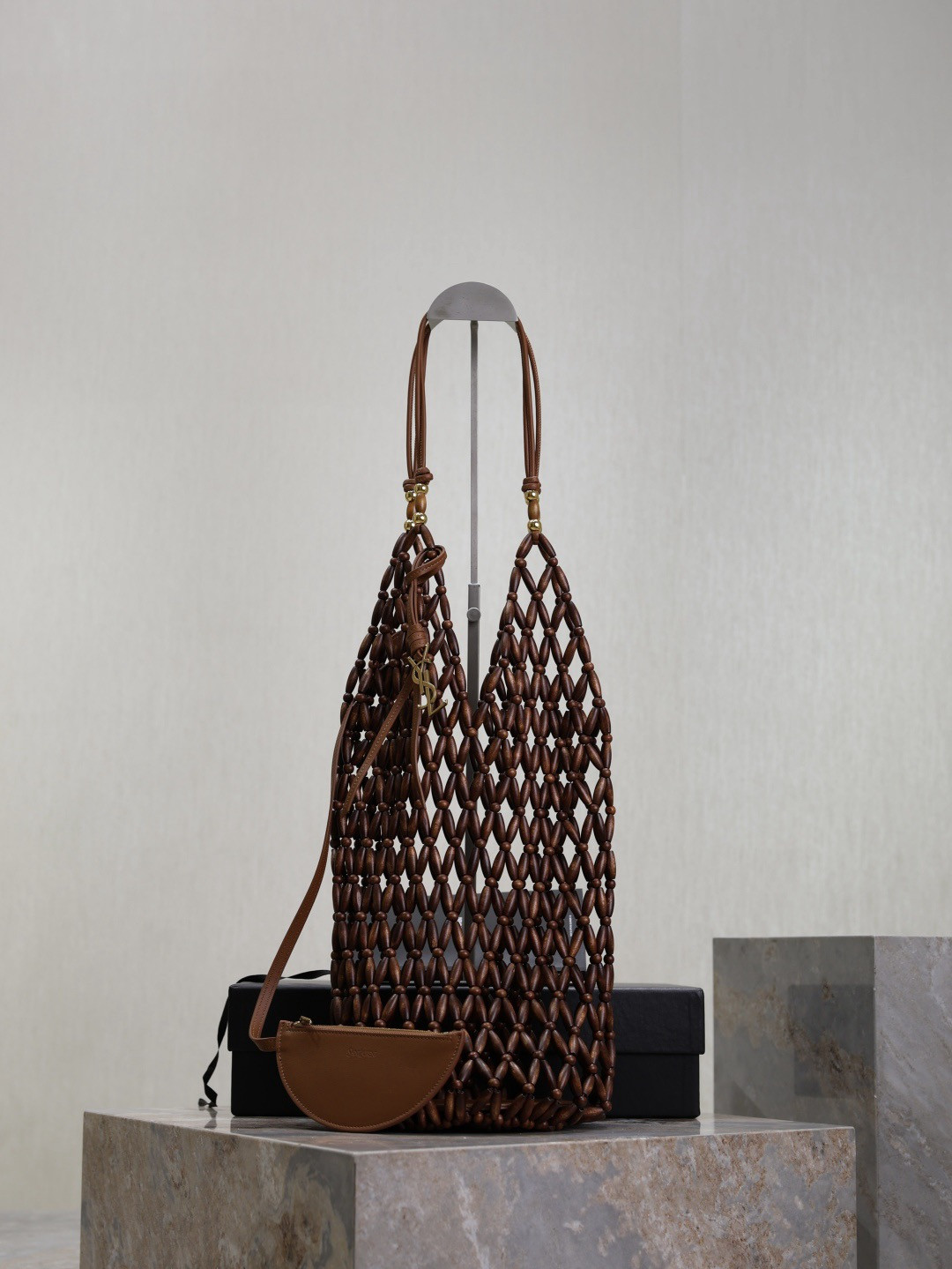 y*l bucket S*pple brown bag - 14×43×14cm